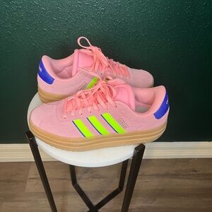 Adidas Pink Sneakers Neon Stripe Gum Sole Women’s 5.5